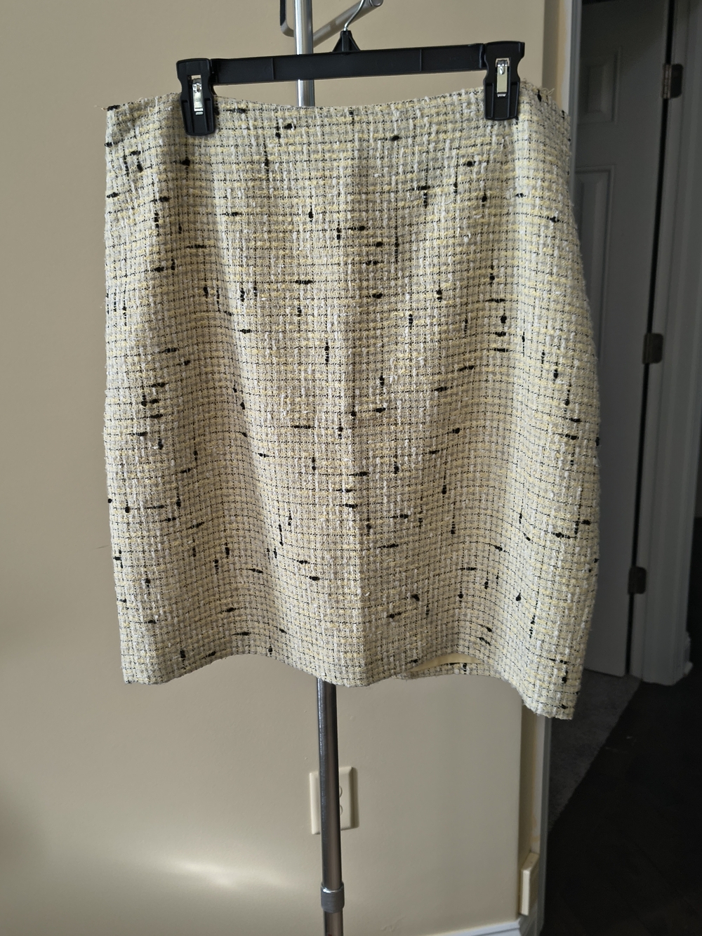 Style & Co. Cream Tweed A-Line Skirt with Black Flecks